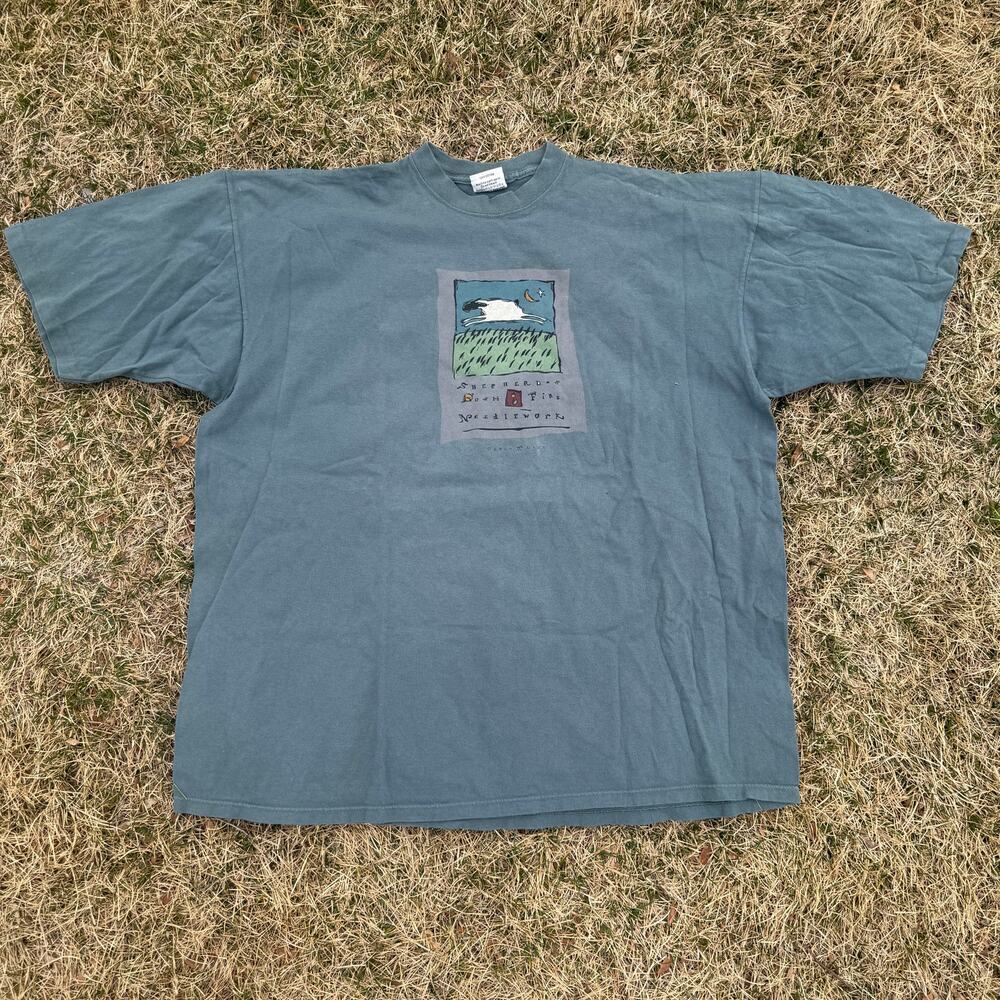 Vintage 90's Shepherd's Bush Fine Needlework Ogden Utah Green Shirt Sz XL VTG